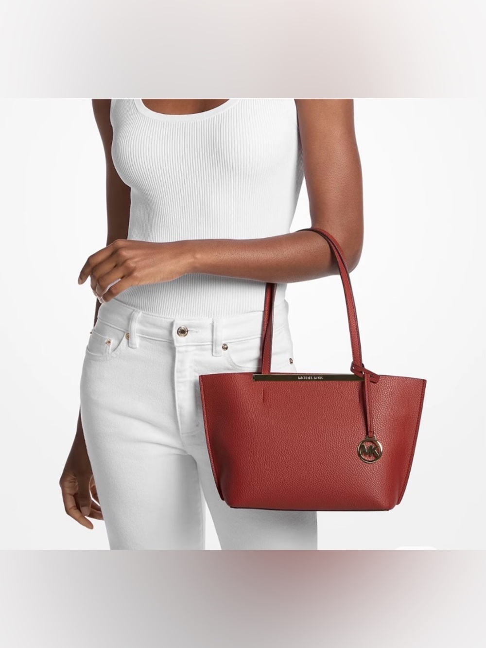 MICHAEL KORS EVELYN SMALL TOTE BAG GOLD HARDWARE - Picture 4 of 10